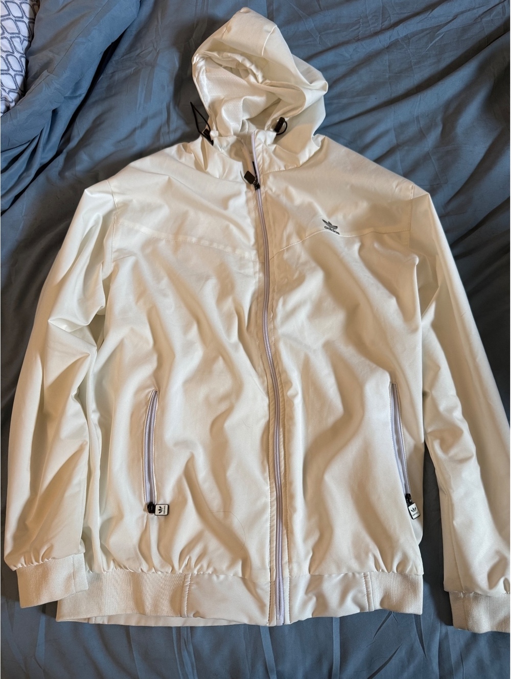 Adidas Originals Trefoil Full Zip Windbreaker Jacket Mens XL Off White